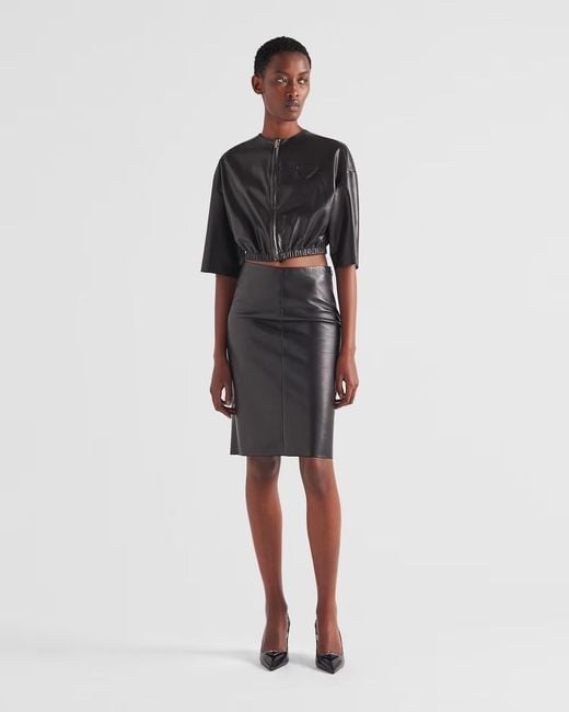 Prada Black Nappa Leather Bomber Jacket