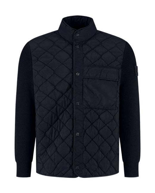 Stone Island Blue Logo Patch Quilted Jacket for men