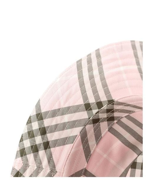 Burberry Pink Checked Bucket Hat
