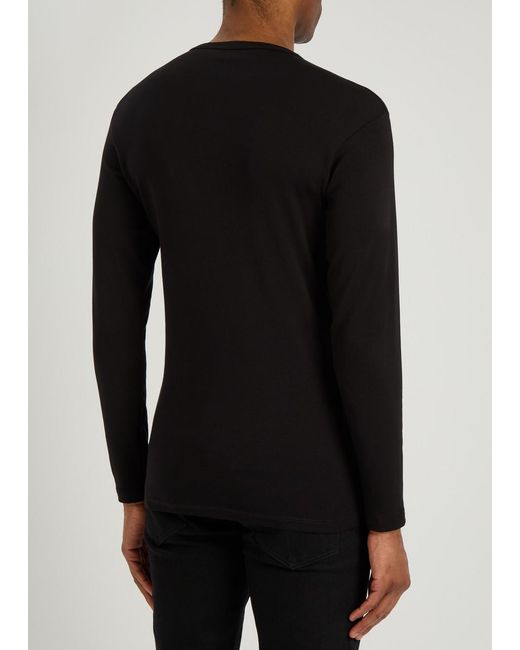 Tom Ford Black Henley Stretch-Cotton Top for men