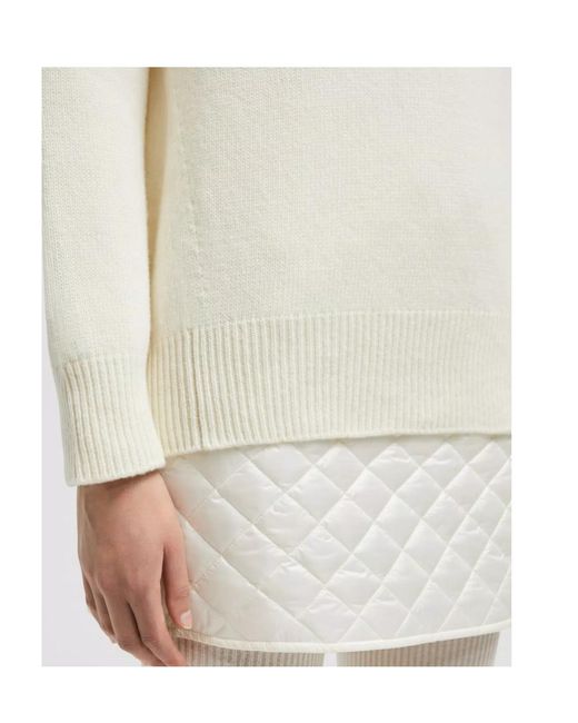 Moncler White Logo Embroidered Crewneck Jumper