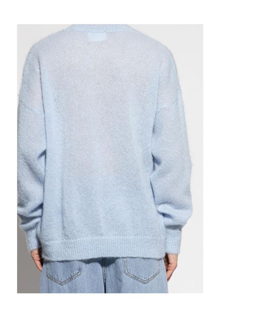 Isabel Marant Blue Drany Logo Intarsia Knit Jumper for men