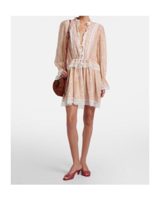 Chloé Natural Floral Silk Charmeuse Minidress