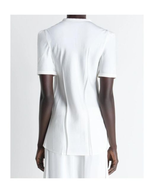 Lemaire White Pleated Short-Sleeve Top