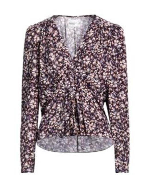 Isabel Marant Gray V-Neck Cropped Long-Sleeve Top