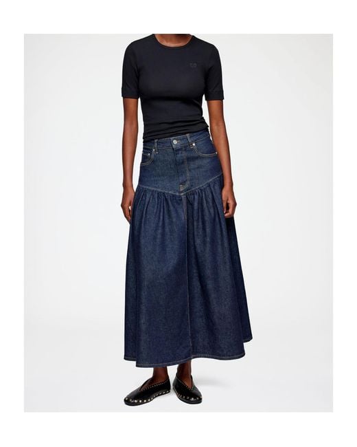 Ganni Blue High-Waist Denim Maxi Skirt