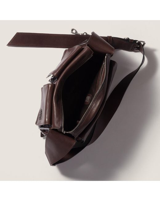 Miu Miu Brown Flap-Pockets Zipped Shoulder Bag