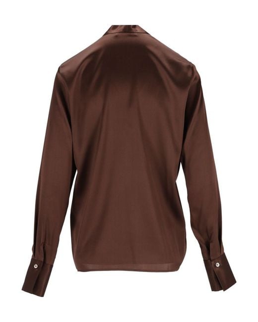 Al Duca D'aosta Brown Long-Sleeve V-Neck Top
