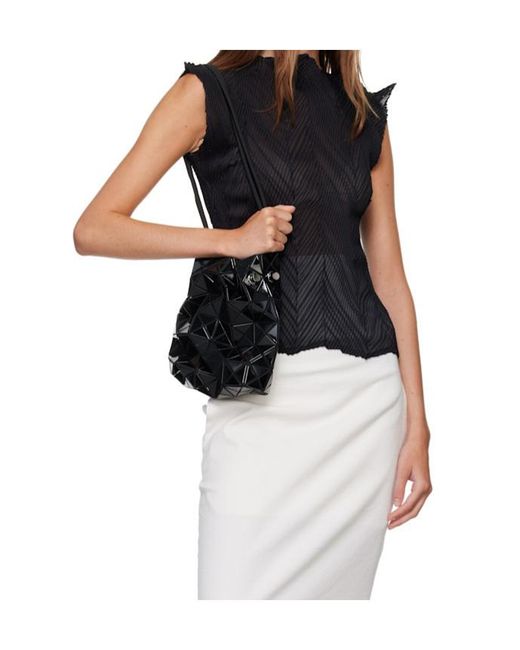 Issey Miyake Black Geometric-Pattern Bucket Bag