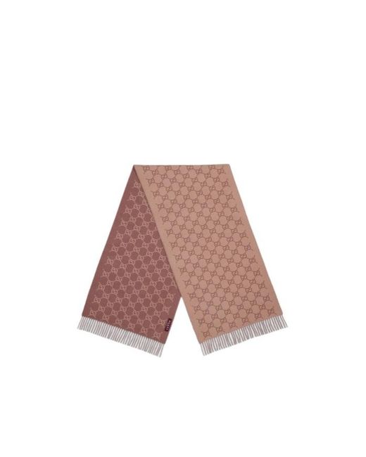 Gucci Pink Gg Fringed Edge Scarf
