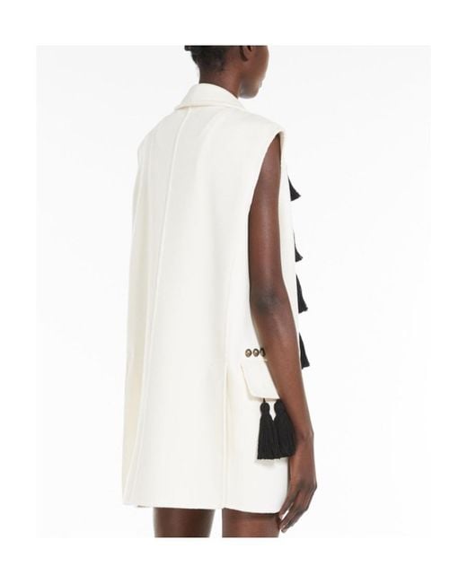 Max Mara White Tassle Detailed V-Neck Gilet