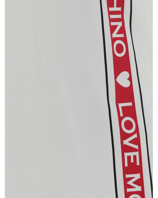 Moschino White Logo Tape Cotton T-Shirt