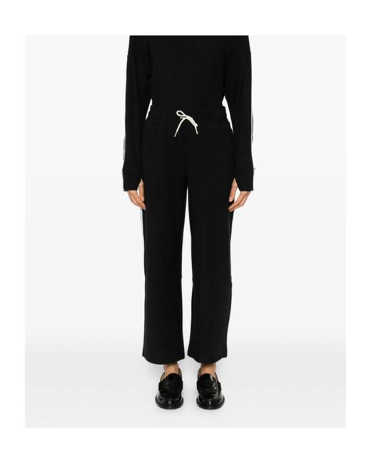 Varley Black Brushed Rib Straight Leg Trousers