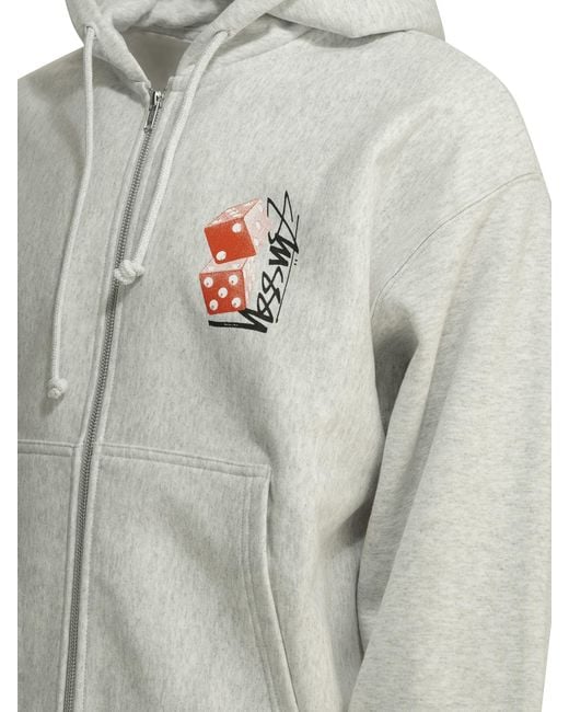 Stussy Gray Stüssy Dice Print Zip Hoodie for men