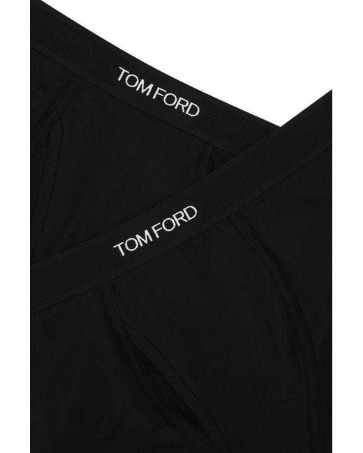 Tom Ford Black Logo Waistband Stretched Pack Of Two Briefs for men