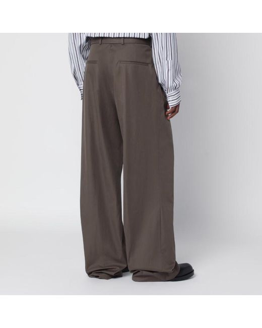 Dries Van Noten Gray Wide-Leg Casual Trousers for men