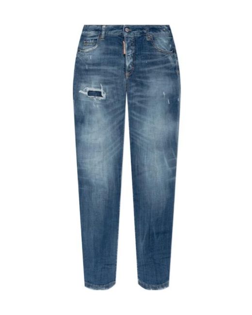 DSquared² Blue Distressed Medium Waist Jennifer Jeans