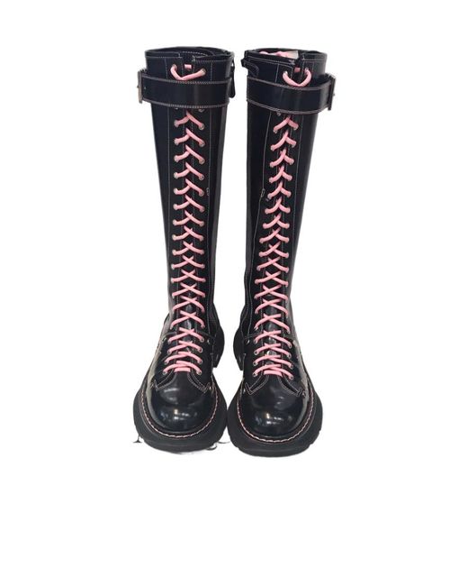 McQueen Black Tread Lace-Up Boots