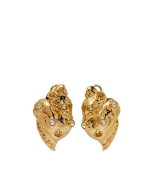 Oscar de la Renta Metallic Seashell Crystal-Embellished Earrings