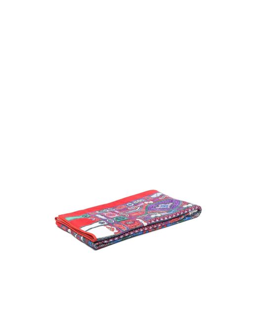 Etro Red Home Baroque-Pattern Printed Beach Towel