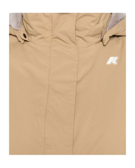 K-Way Natural Marlette Hooded Logo-Patch Jacket