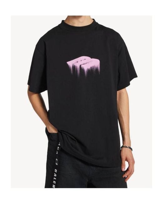 Balenciaga Black Printed T-Shirt for men