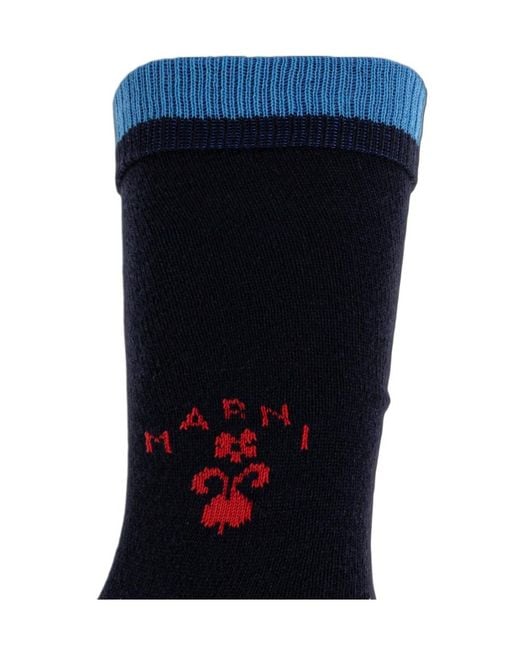 Marni Blue Crest Logo Socks for men