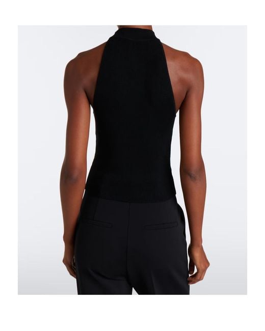 Jonathan Simkhai Black Renlen Embellished Halterneck Wool Top