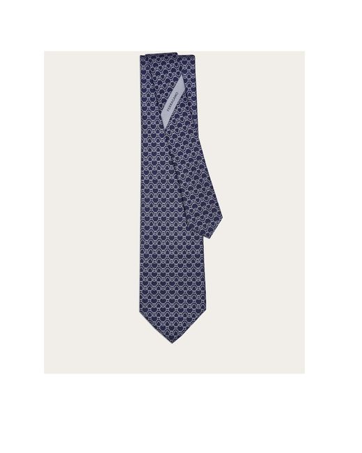 Ferragamo Blue Wavy Printed Tie for men