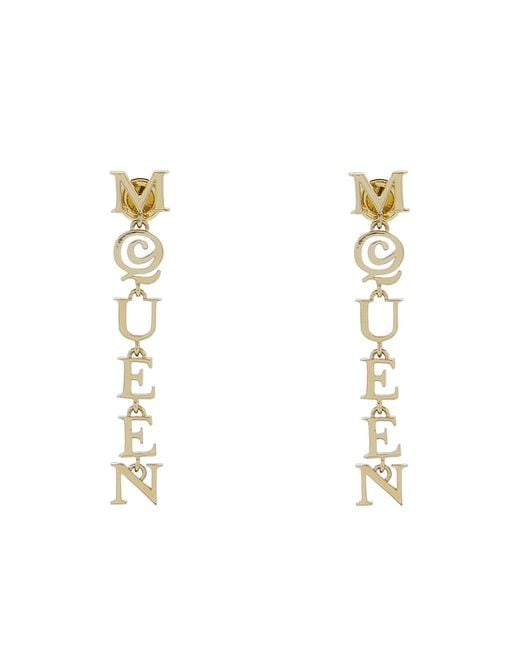 McQueen White Logo Pendant Earrings