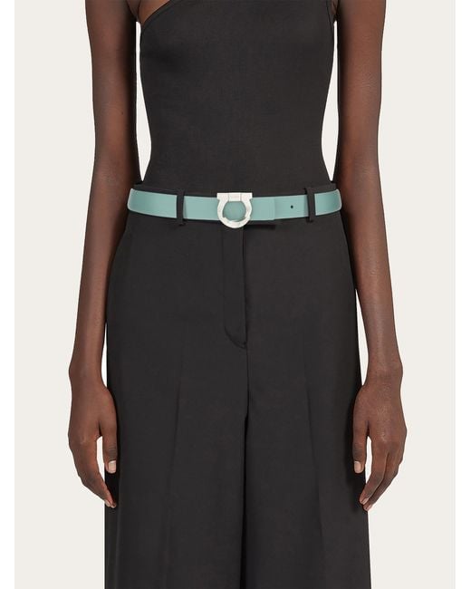 Ferragamo White Gancini Double-Sided Belt