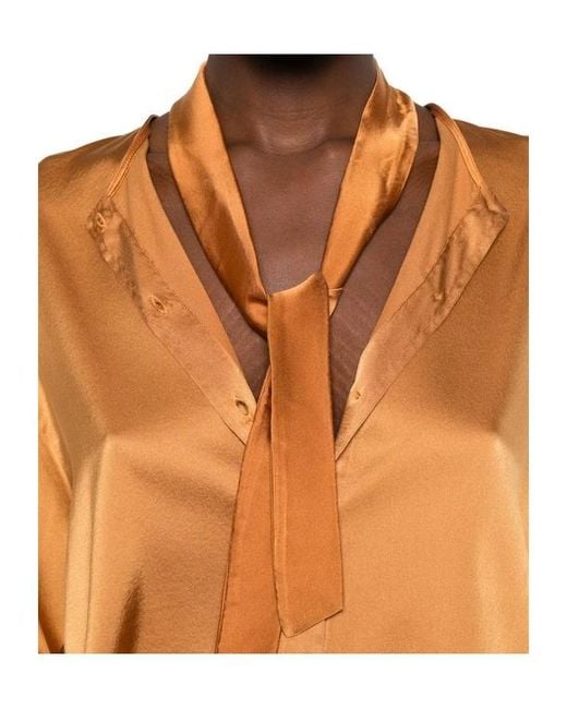 Forte_forte Orange Pussy-Bow Button-Down Shirt