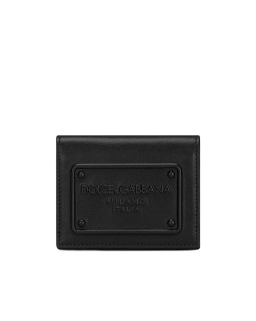Dolce & Gabbana Black Logo Embossed Snapped Wallet for men