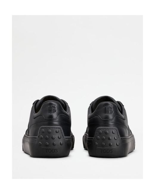 Tod's Black Round Toe Lace-Up Sneakers for men