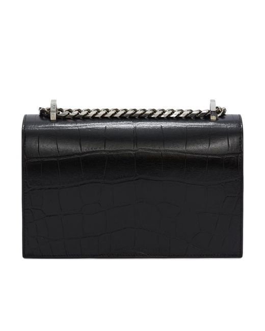 McQueen Black Jewelled Skull Embossed Shoulder Bag
