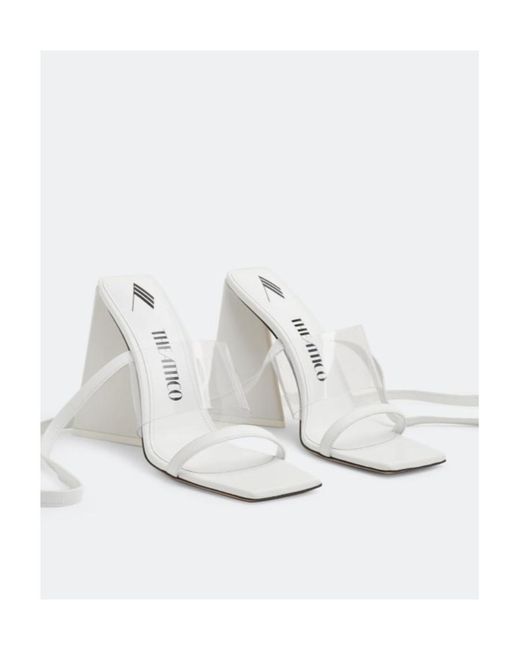The Attico White Isa Tie-Fastening Leather Sandals