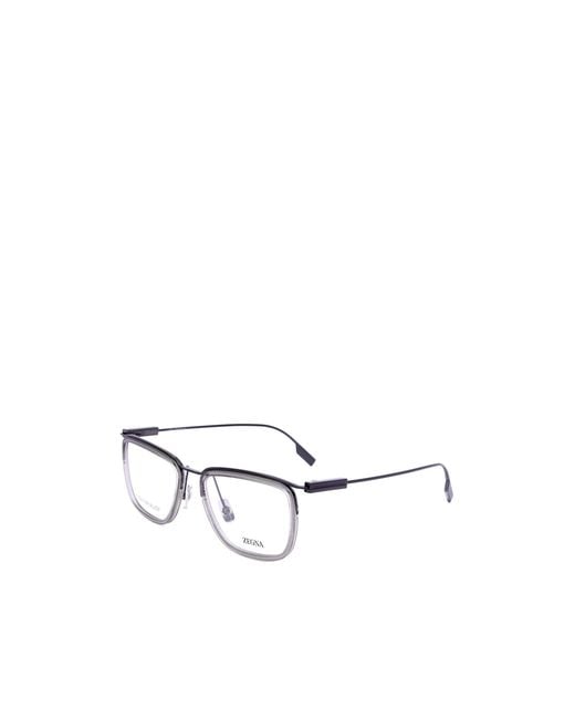 Zegna White Erz Rectangular Glasses for men