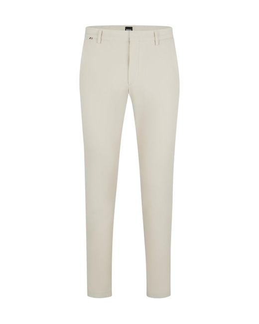 Boss Gray Boss Stretched Slim-Fit Trousers for men