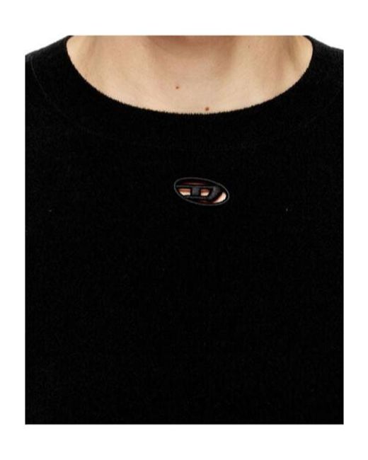 DIESEL Black K-Cevro Round-Neck Oval D Logo Plaque Sweater for men