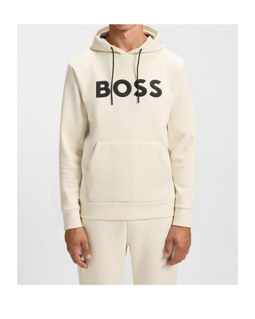 Boss White Boss Drawstring Long-Sleeved Hoodie for men
