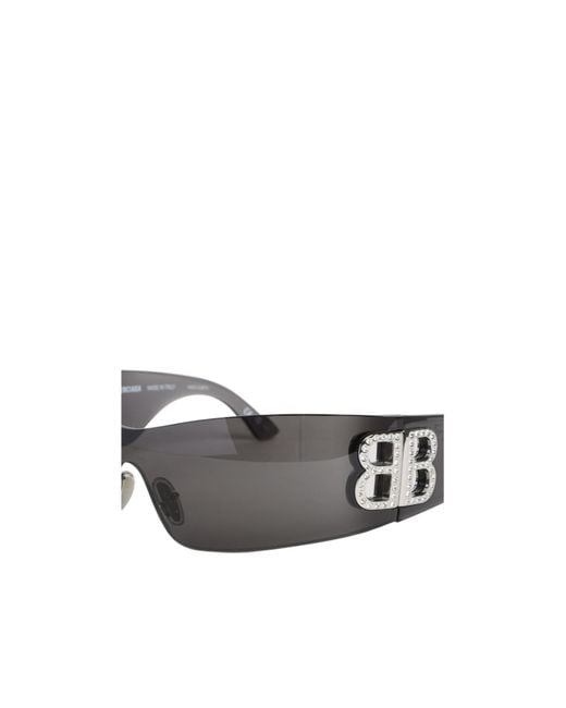 Balenciaga White Eyewear Bb-Rivet Oversized Sunglasses