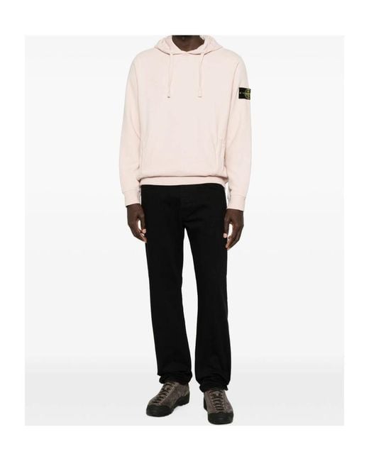 Stone Island Pink Compass-Patch Drawstring Hoodie for men