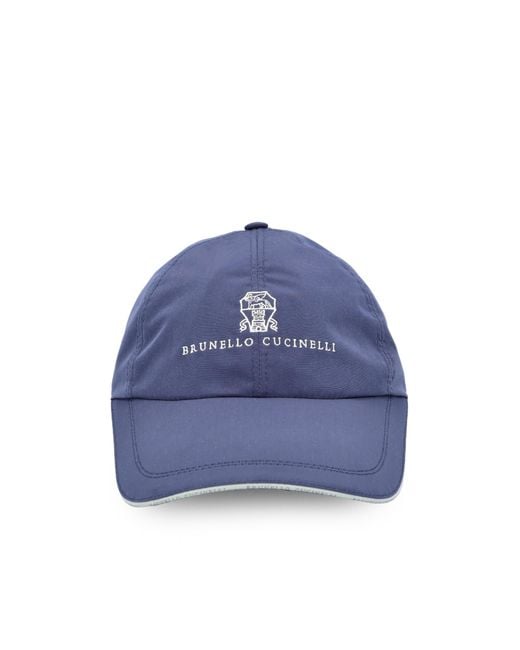 Brunello Cucinelli Blue Logo Visor Baseball Hat for men