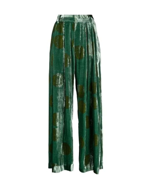 Uma Wang Green Pleated Zipper Casual Pants