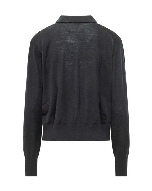 Ba&sh Black Boston Buttoned Collar Cardigan