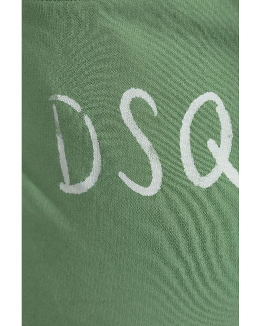 DSquared² Green Logo-Printed Rolled Trim Track Shorts