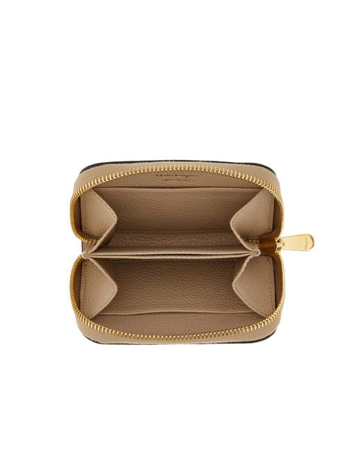 Ferragamo Natural Gancini Zipped Card Holder