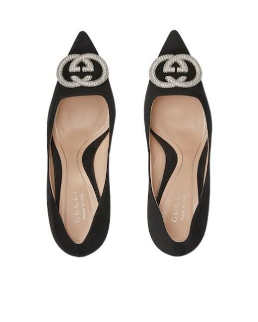 Gucci Black Crystal Interlocking-G Pumps