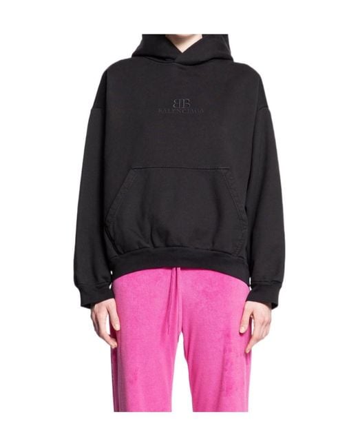 Balenciaga Black Bb Logo Embossed Hoodie