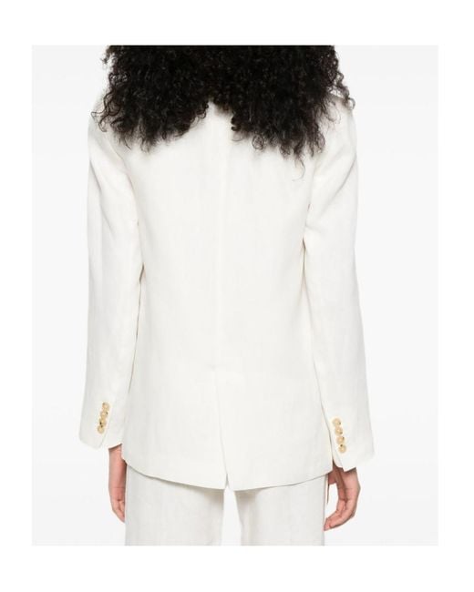 Forte_forte White Notched-Lapel Single-Button Jacket